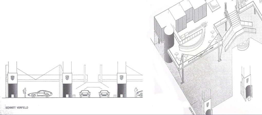 isometrie und ansicht Messestand Porsche.