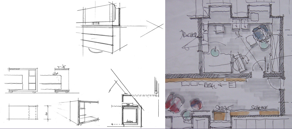 möbelzeichnungen und grundriss.